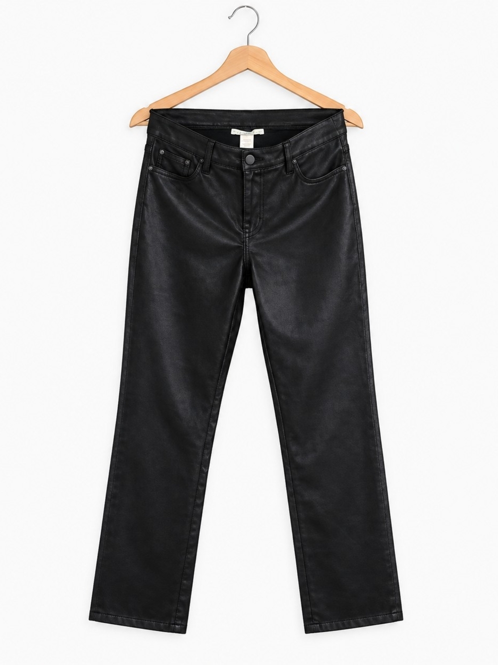 CLEO Petite Faux Leather Straight Leg Pants Sz 6 Black Date Night Holiday Party